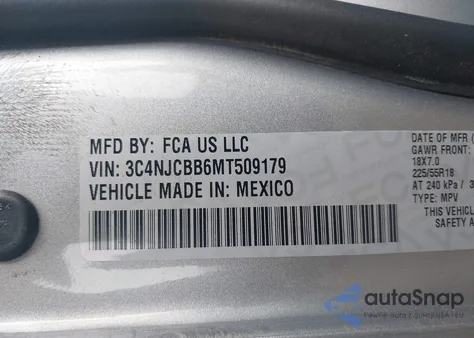 2021 Jeep Compass Altitude Fwd from USA, damaged, VIN 3C4NJCBB6MT509179